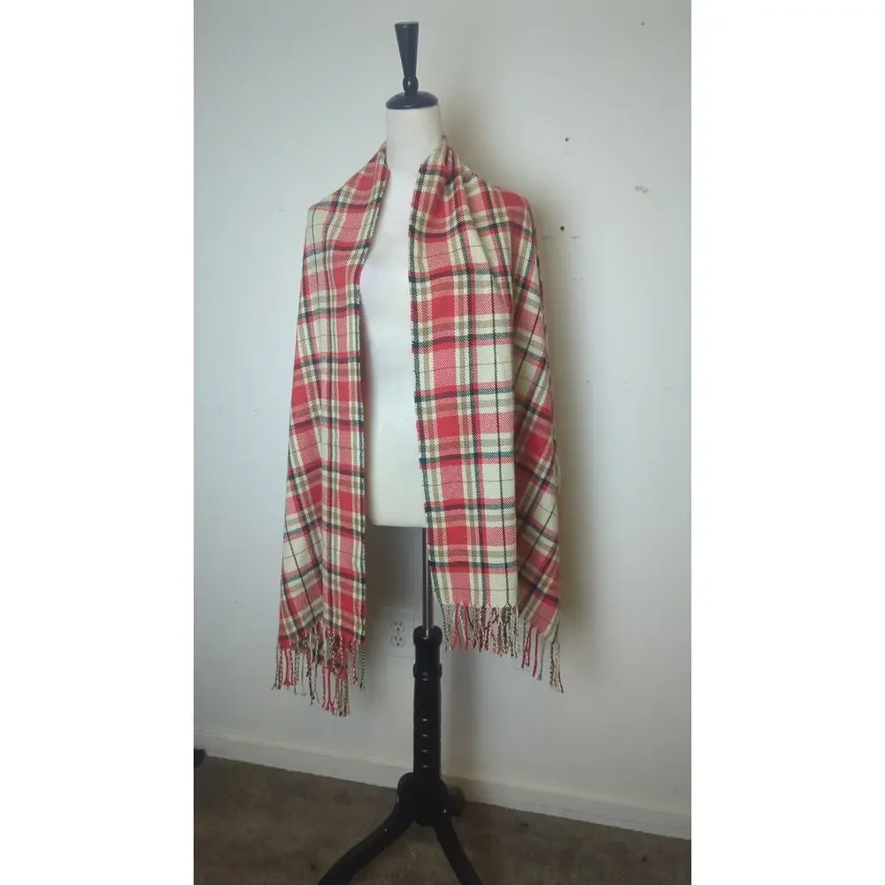 J.Crew Holiday Preppy Tartan Plaid Shawl Scarf Wrap  One size